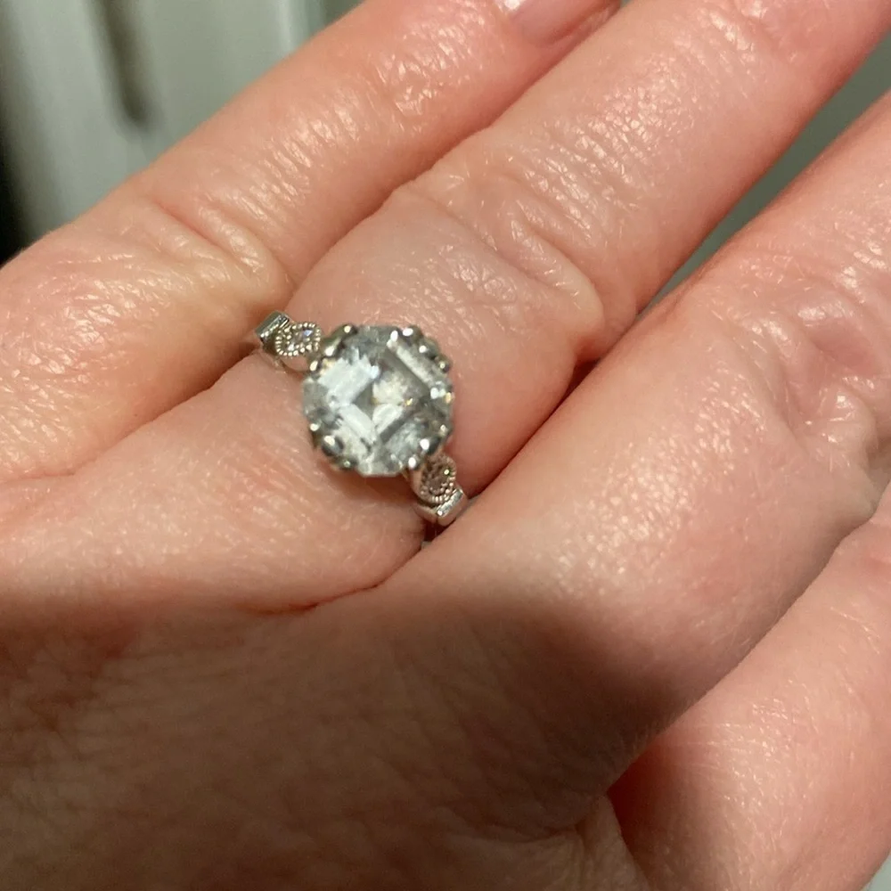 White gold white sapphire ring